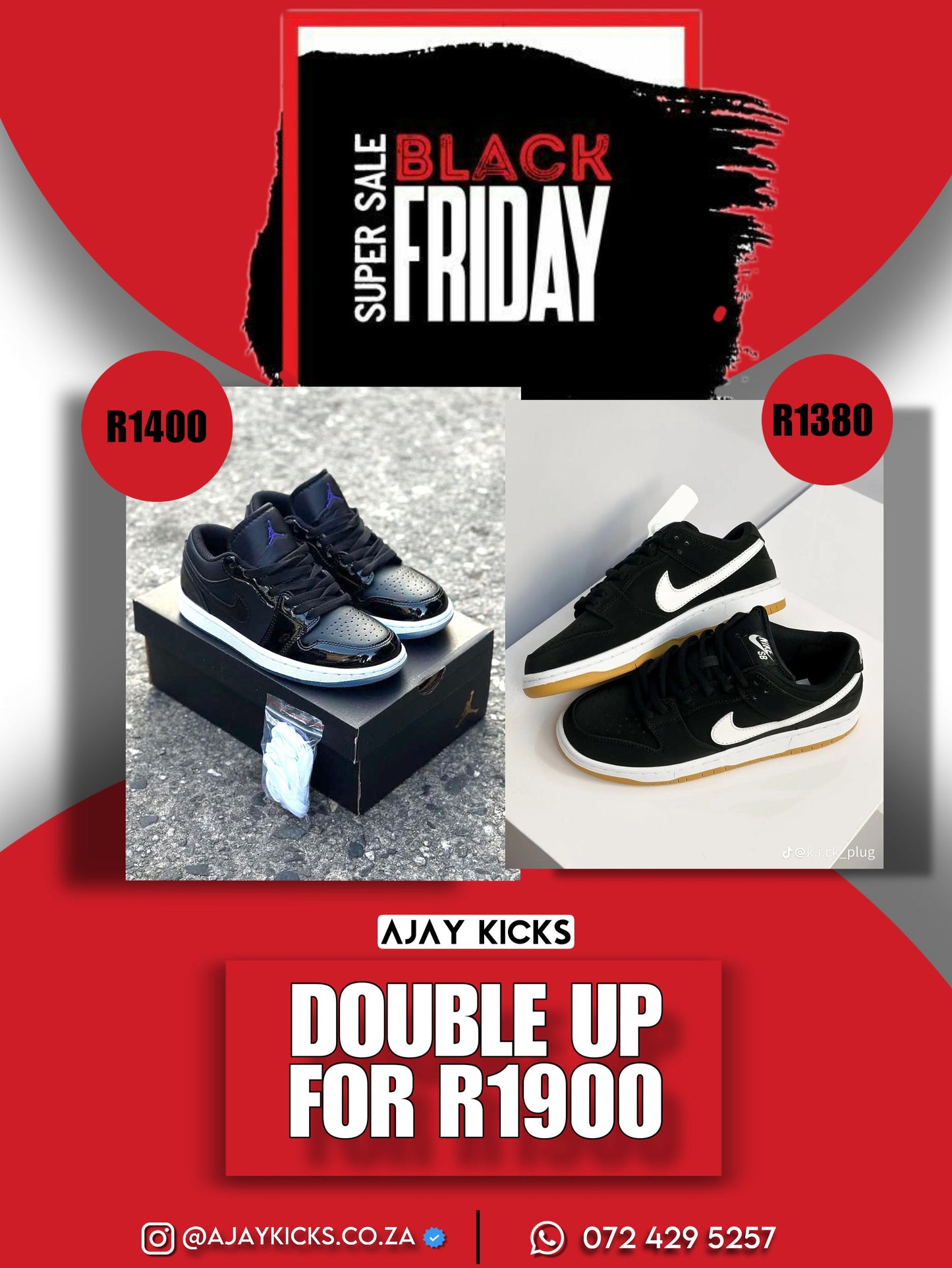 Jordan 1 Low space jam X Nike SB Black/White