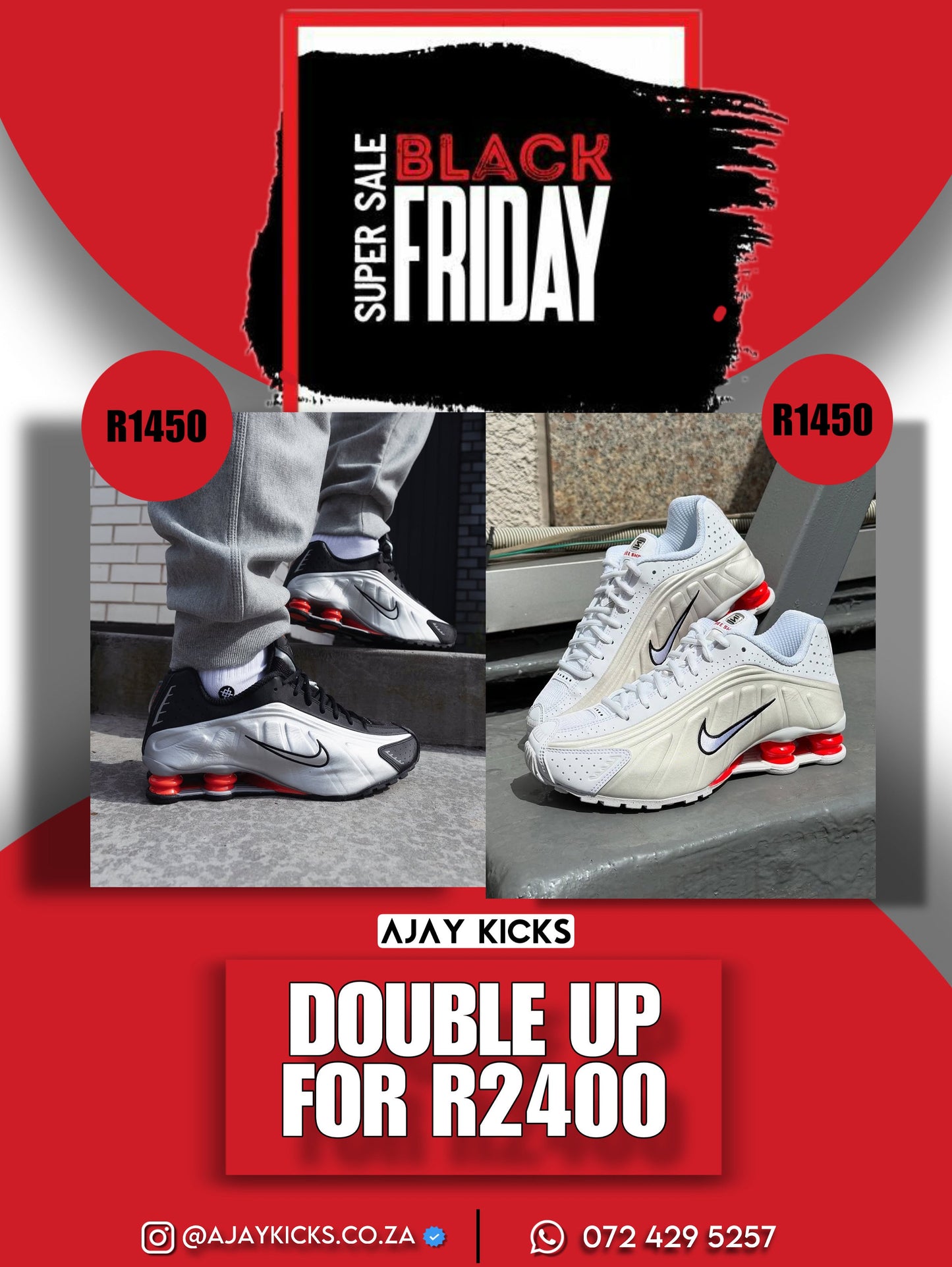 Nike Shox Black/Silver X Nike Shox White/Red